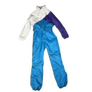 Vintage 80s 90s Nils Winter Snowsuit Multicolor Block One Piece Bibs USA Size 12